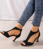 Simple Suede Heeled Sandals for Women
