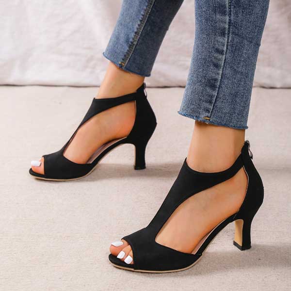 Simple Suede Heeled Sandals for Women