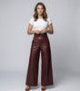 High-Waisted Wide-Leg Faux Leather Pants with Belt for Women