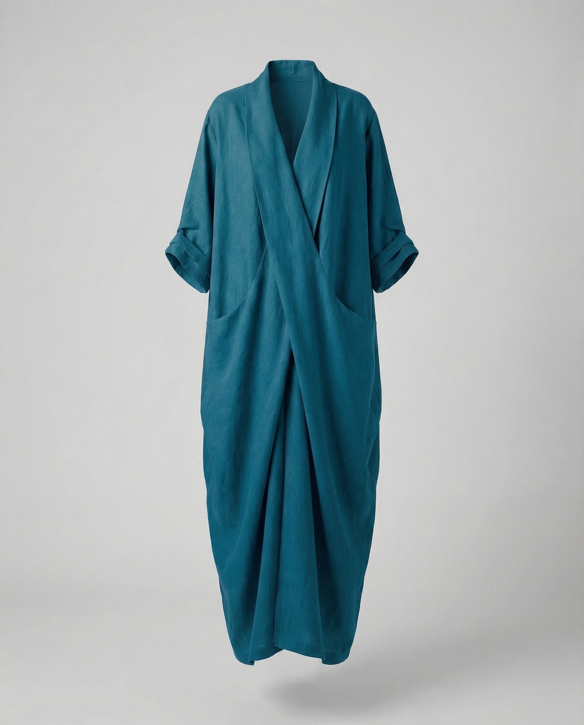 Fitted Long Linen Dress with Pockets for Women | Perfect for Vacation