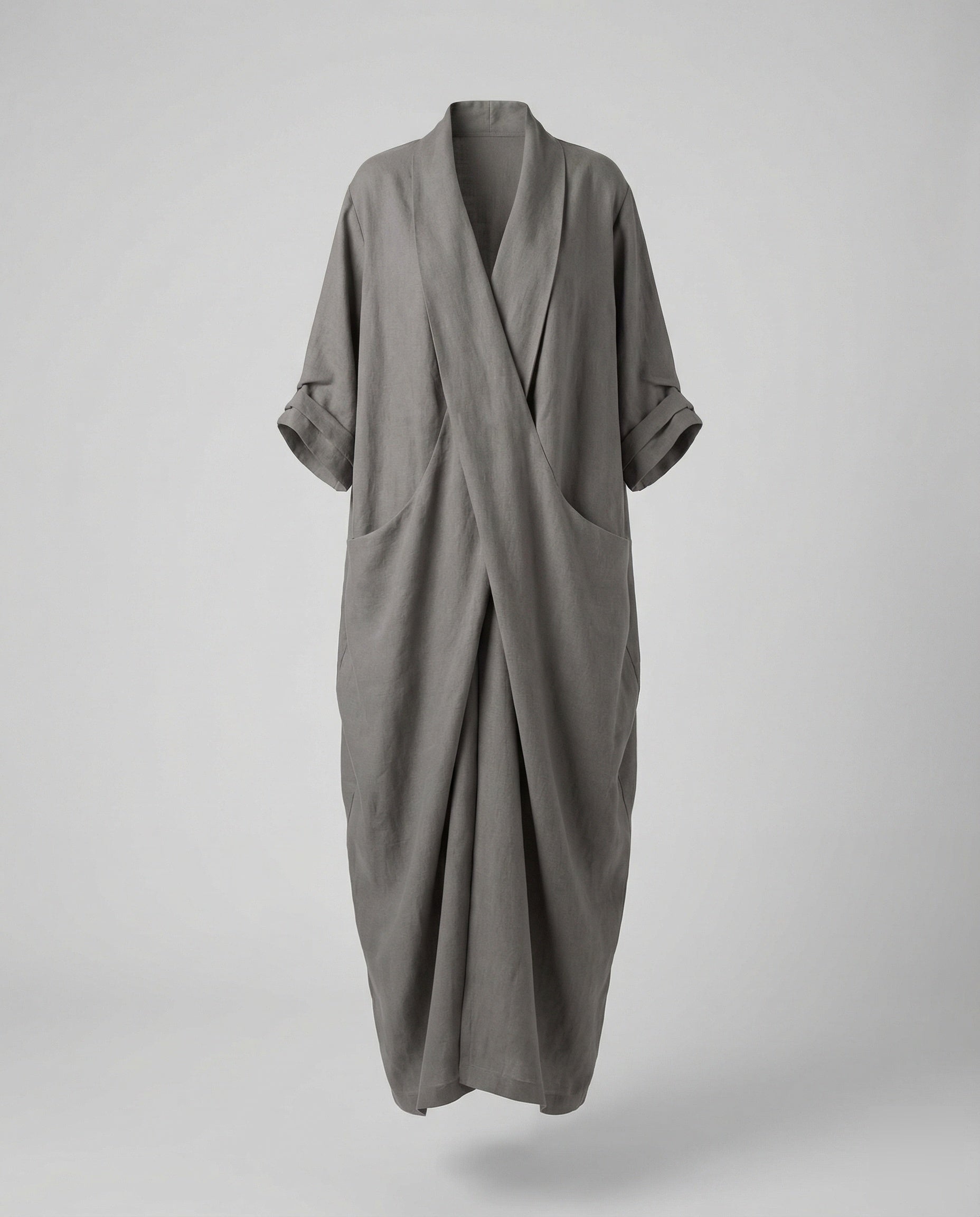 Fitted Long Linen Dress with Pockets for Women | Perfect for Vacation