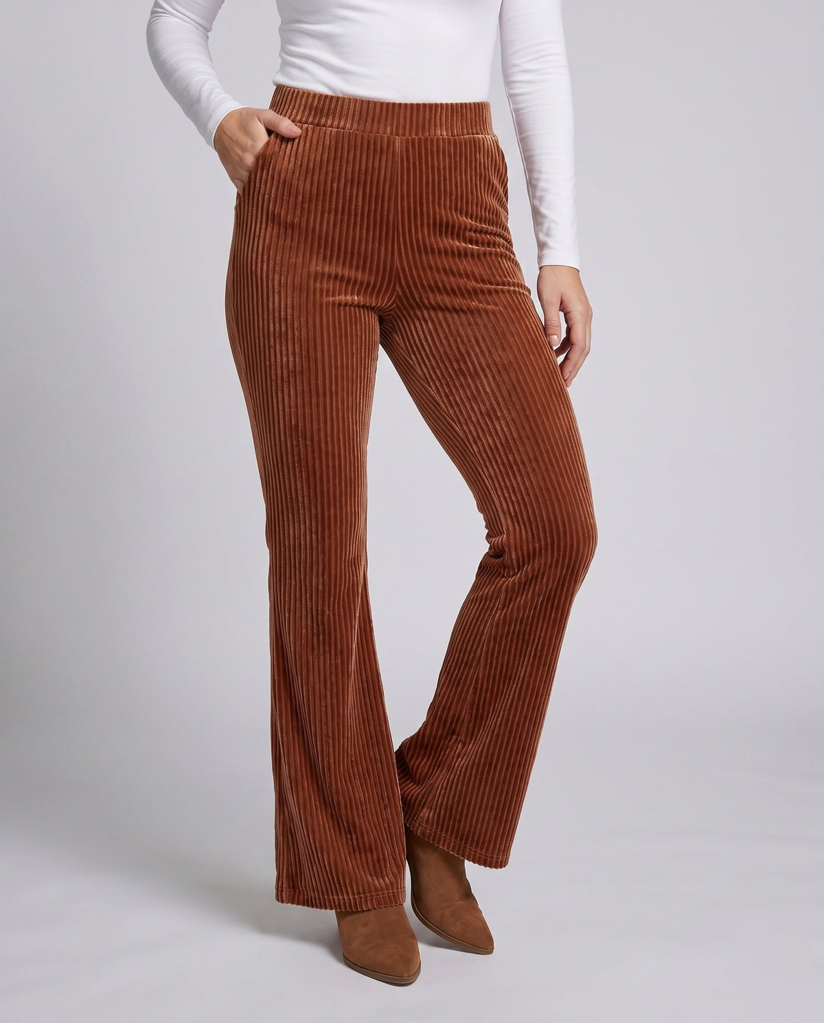 High-Waisted Corduroy Flared Pants for Women