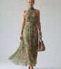 Midi Dress with Fitted Waist and Halter Neck for Women