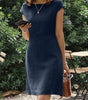 Short Cotton and Linen Dress with Short Sleeves for Women | Perfect for Summer