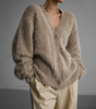 Oversized V-Neck Cardigan with Long Sleeves for Women