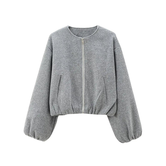 Women's Round Neck Bomber Jacket
