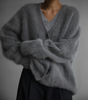 Oversized V-Neck Cardigan with Long Sleeves for Women