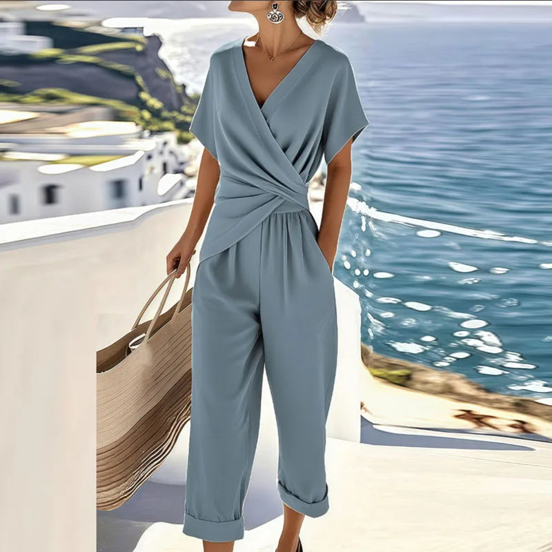 Draped Two-Piece Set and Pants for Women | Ideal for Summer