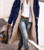 Long Hooded Down Jacket with Sherpa Lining for Women
