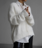 Oversized V-Neck Cardigan with Long Sleeves for Women