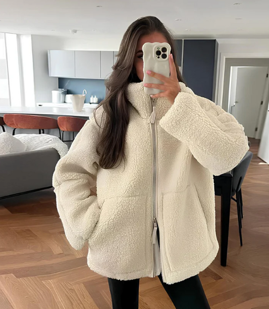 Casual Cut Teddy Zip-Up Jacket for Women