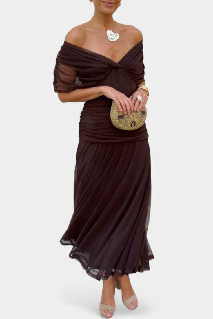 Elegant Dark Green Deep V-Neck Dress