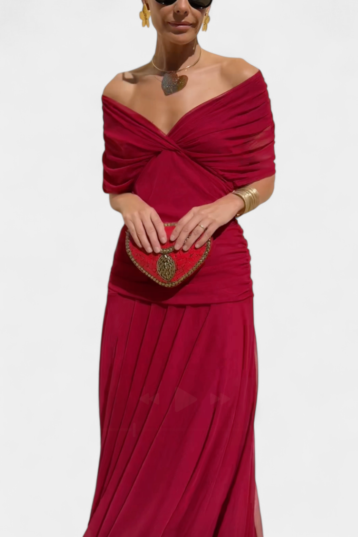 Elegant Dark Green Deep V-Neck Dress