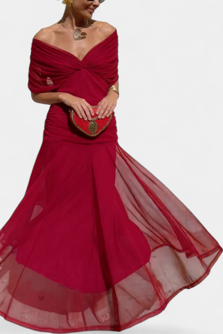 Elegant Dark Green Deep V-Neck Dress