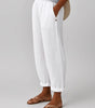 Wide-Leg Elastic Waist Linen Pants for Women