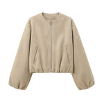 Women's Round Neck Bomber Jacket