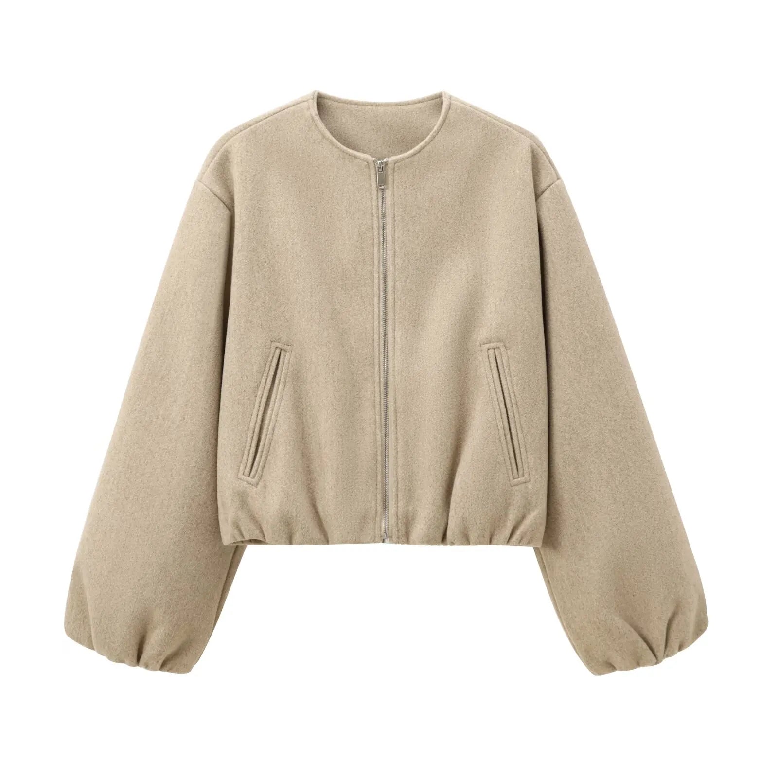 Women's Round Neck Bomber Jacket