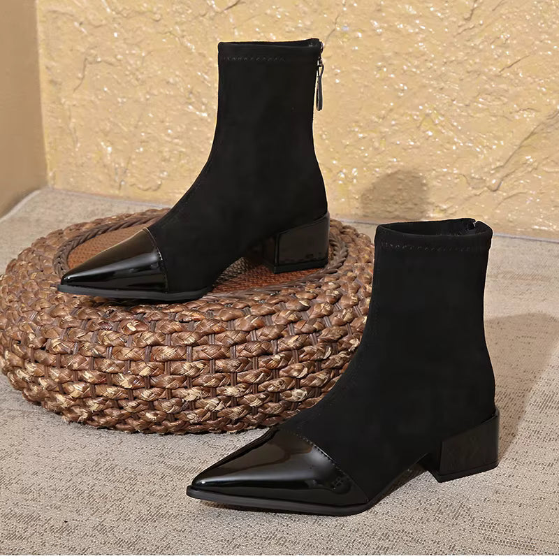 Pointed Suede Heel Boot for Women
