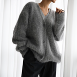 Oversized V-Neck Cardigan with Long Sleeves for Women