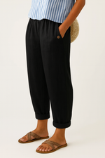 Wide-Leg Elastic Waist Linen Pants for Women