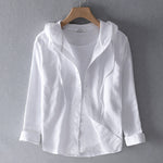 Long Linen Blouse with Hood for Women | Perfect for Spring