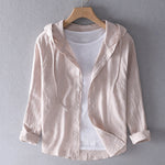 Long Linen Blouse with Hood for Women | Perfect for Spring