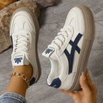 Comfortable City Sneakers with Thick Sole in Faux Leather for Women