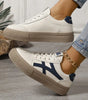 Comfortable City Sneakers with Thick Sole in Faux Leather for Women