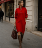 Straight Knit Sweater Dress with Long Sleeves and High Neck for Women