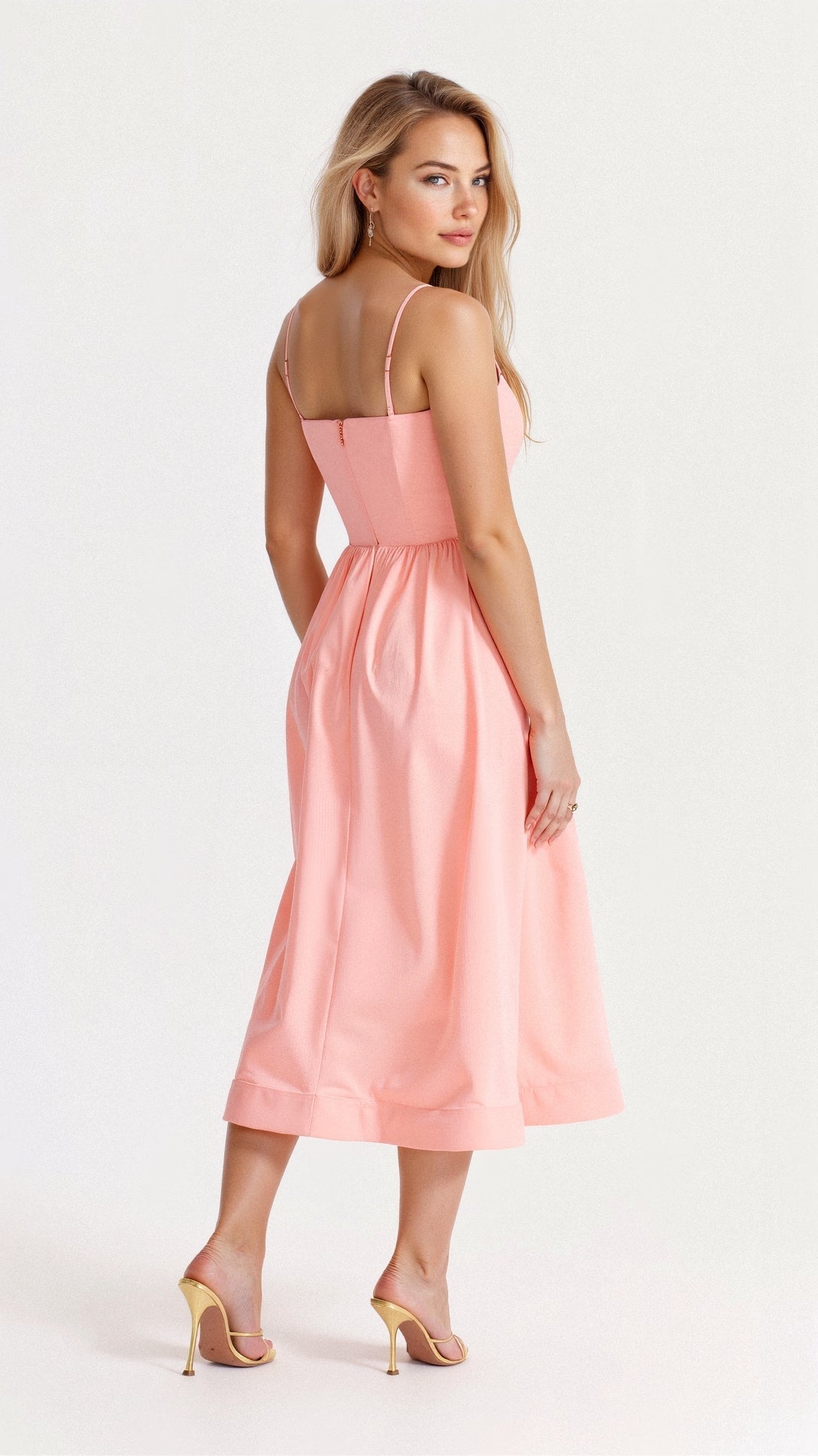 Midi Dress with Ascot Neckline and Flared Cut for Women | Perfect for Summer