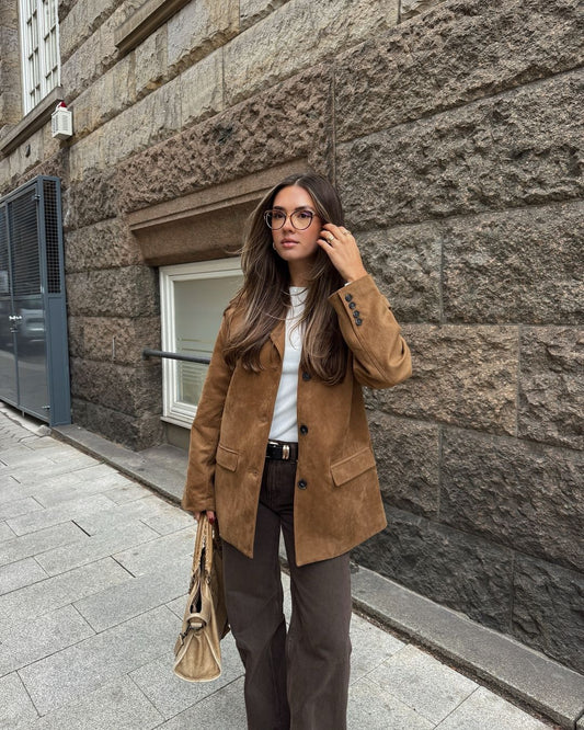 Straight-Cut Blazer with Notched Lapels for Women