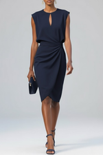 Midi Dress with Round Neckline and Knotted Detail for Women | Perfect for Summer