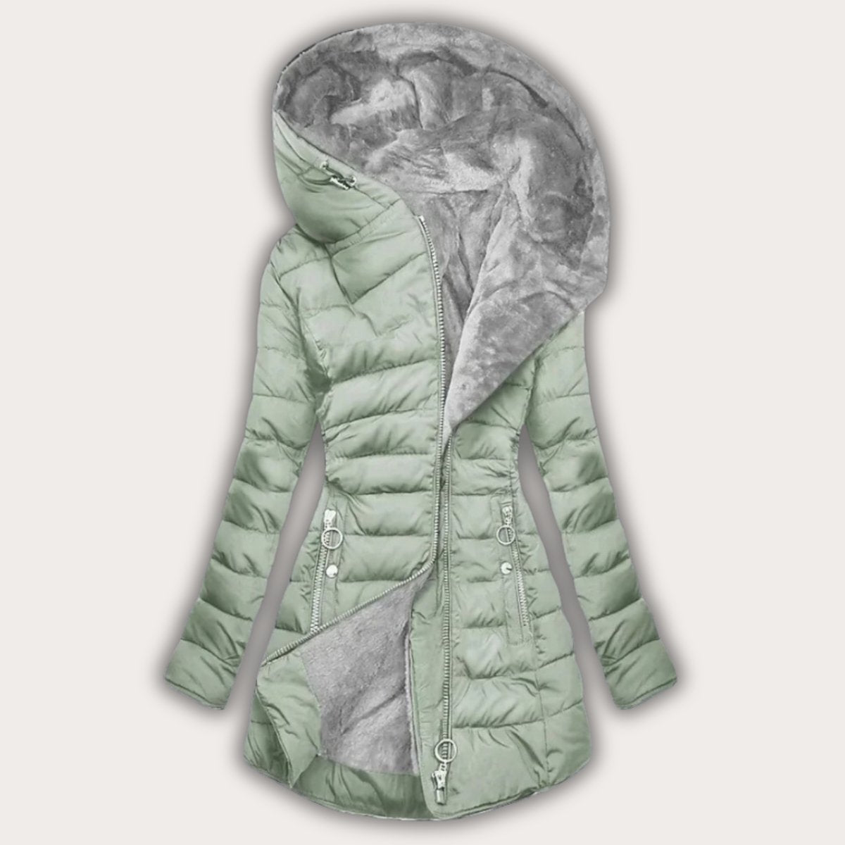 Long Faux Fur Puffer Jacket with Hood for Women