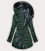 Long Faux Fur Puffer Jacket with Hood for Women