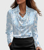 Classic Collar Satin Blouse with Draped Neckline for Women | Ideal for the Office