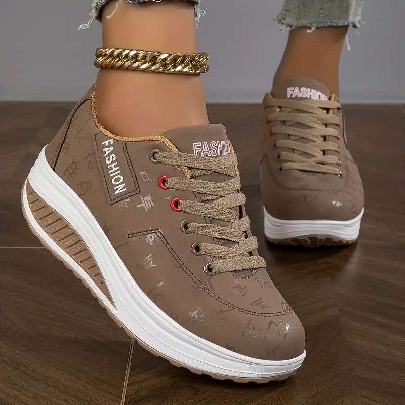 Comfortable Wedge Shoes in Faux Leather for Women
