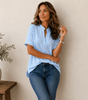 Blouse Femme Col V Manches Courtes Coupe Fluide Unie - Emilia Lane