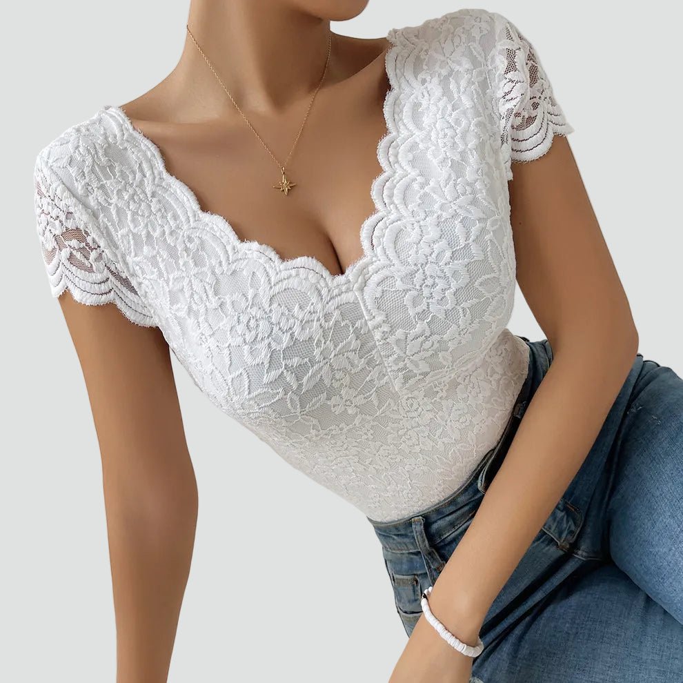 Body en Dentelle à Manches Courtes pour Femmes - Emilia Lane