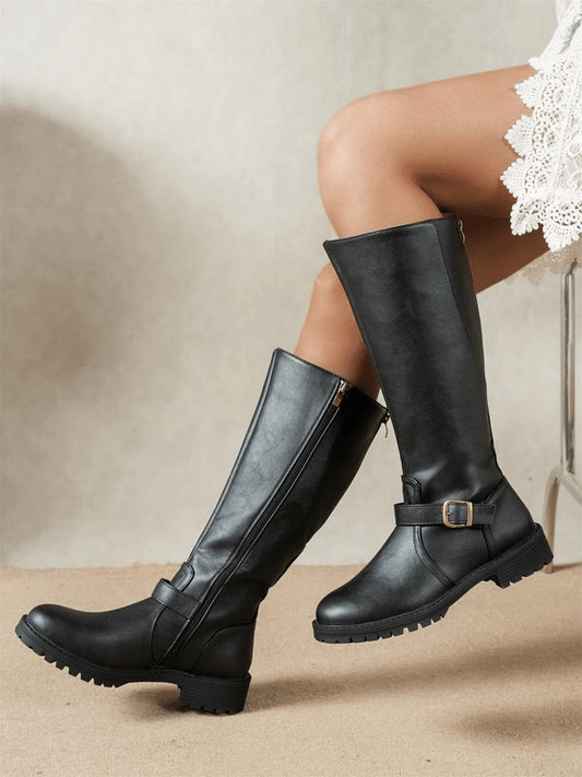 Botte Cavalière Haute en Simili Cuir pour Femme - Emilia Lane
