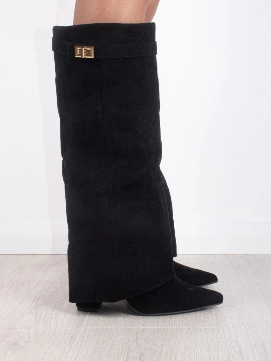 High Boot with Cuff in Suede for Women