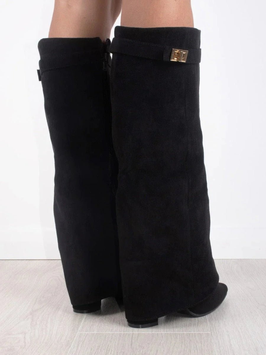 High Boot with Cuff in Suede for Women