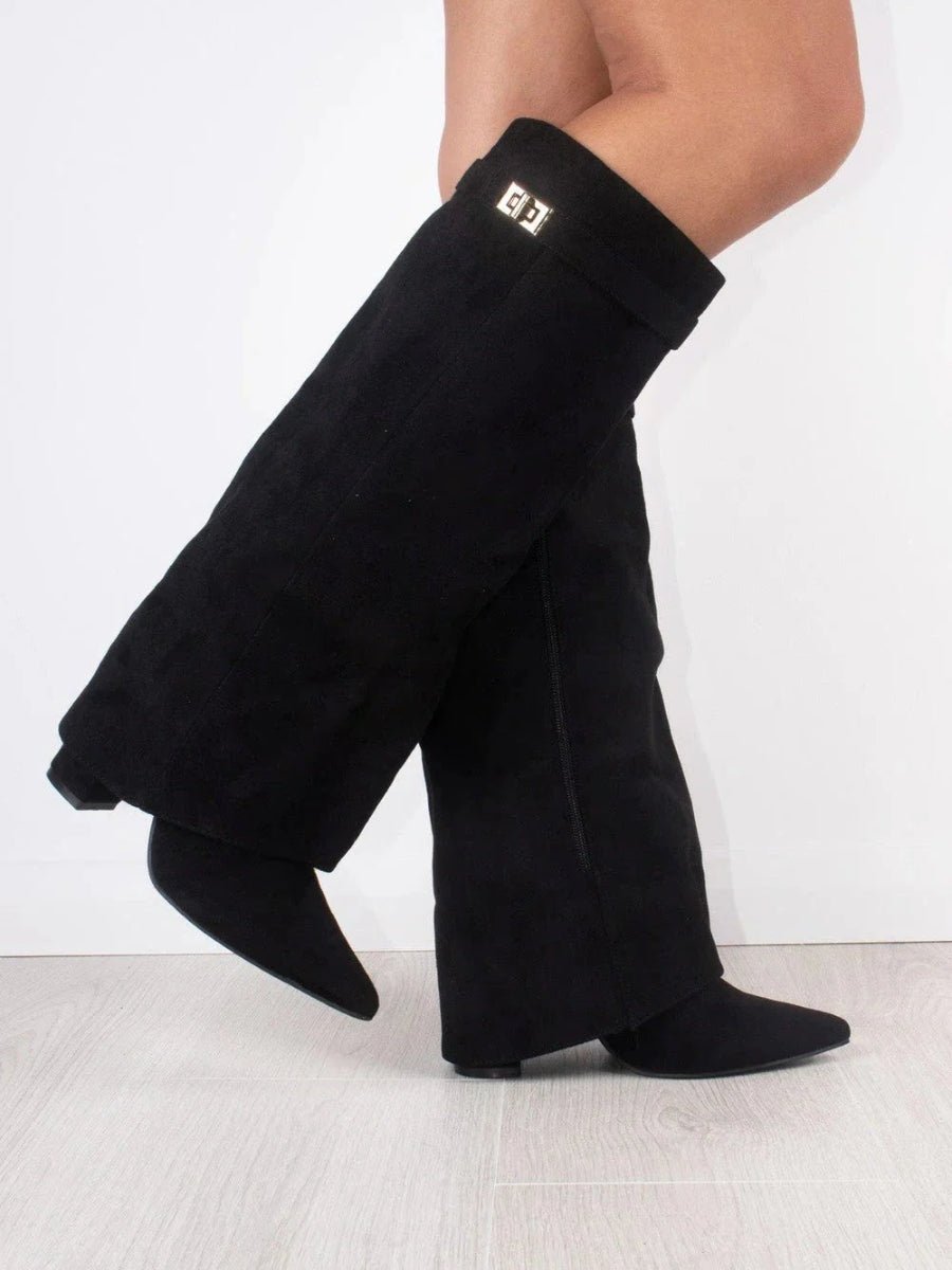 High Boot with Cuff in Suede for Women