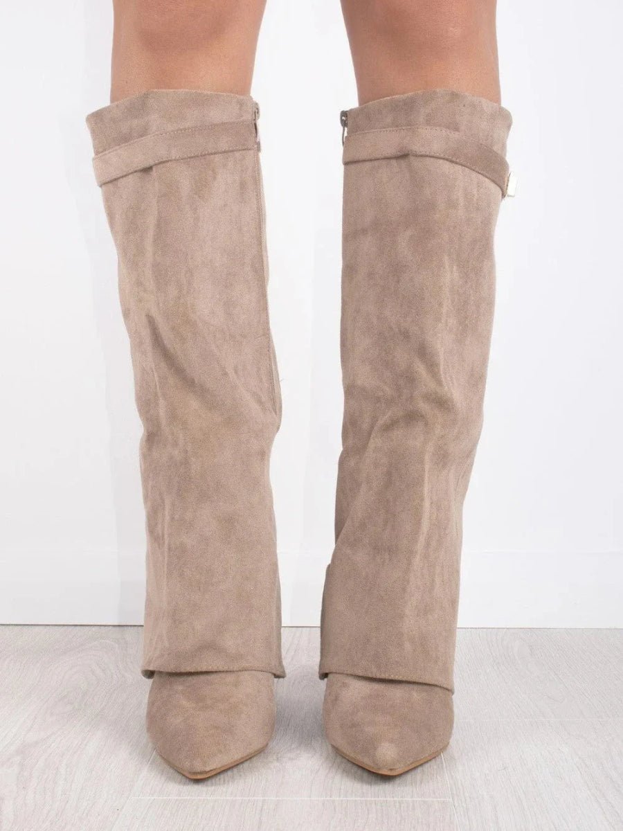 High Boot with Cuff in Suede for Women