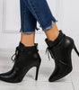 Pointed Toe Stiletto Heel Ankle Boots in Faux Leather for Women