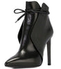 Pointed Toe Stiletto Heel Ankle Boots in Faux Leather for Women