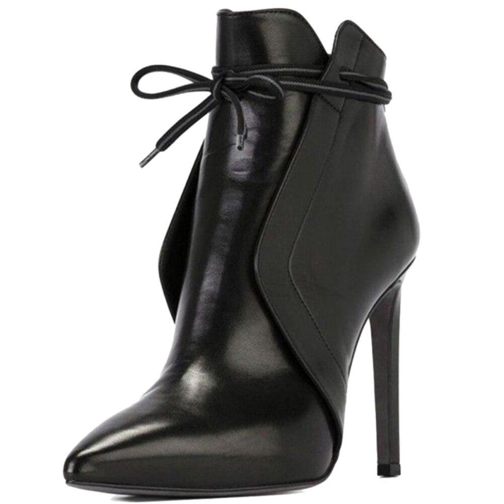 Pointed Toe Stiletto Heel Ankle Boots in Faux Leather for Women