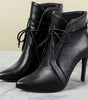 Pointed Toe Stiletto Heel Ankle Boots in Faux Leather for Women