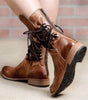 Lace-Up Ankle Boots with Faux Leather Heel for Women