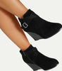 Wedge Ankle Boots in Faux Leather for Women