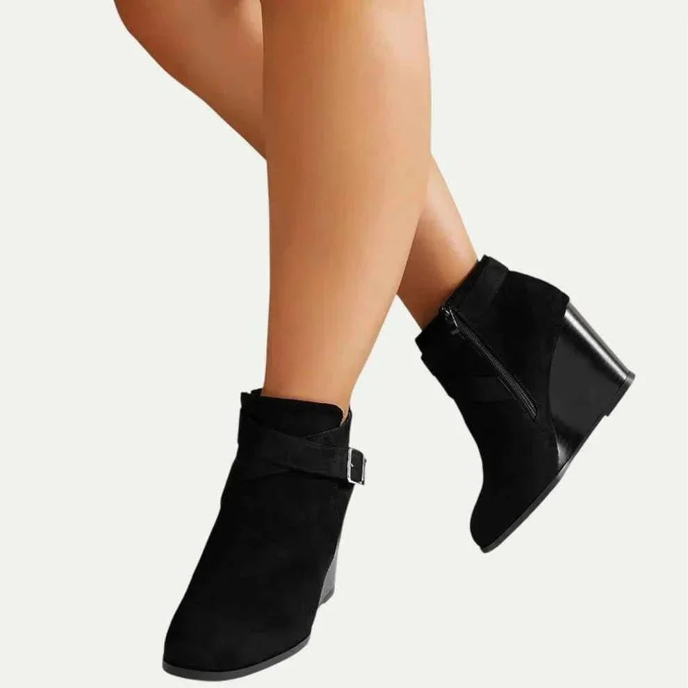 Wedge Ankle Boots in Faux Leather for Women